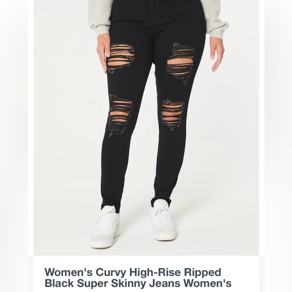 Hollister Curvy High Rise Super Skinny 00R Tipped Black Jeans